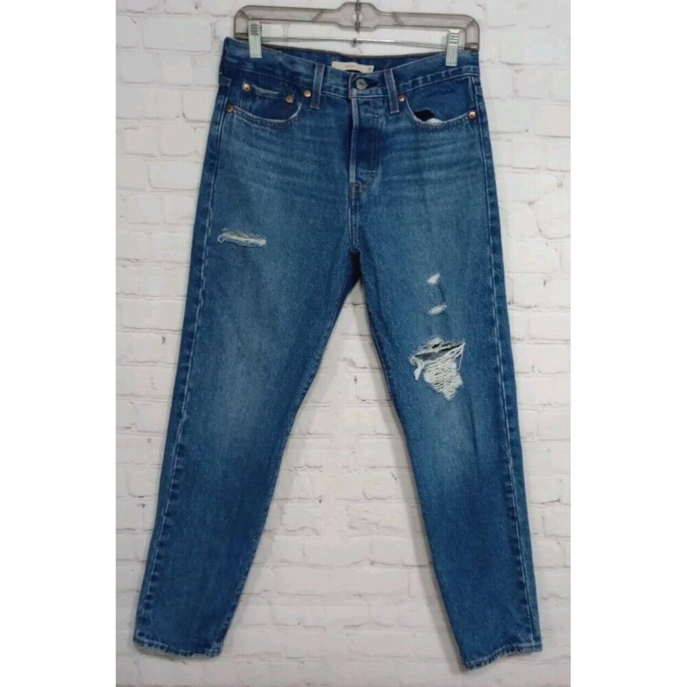Levi's Premium Wedgie Straight Blue Jeans Button Fly High Rise Denim Women's 28